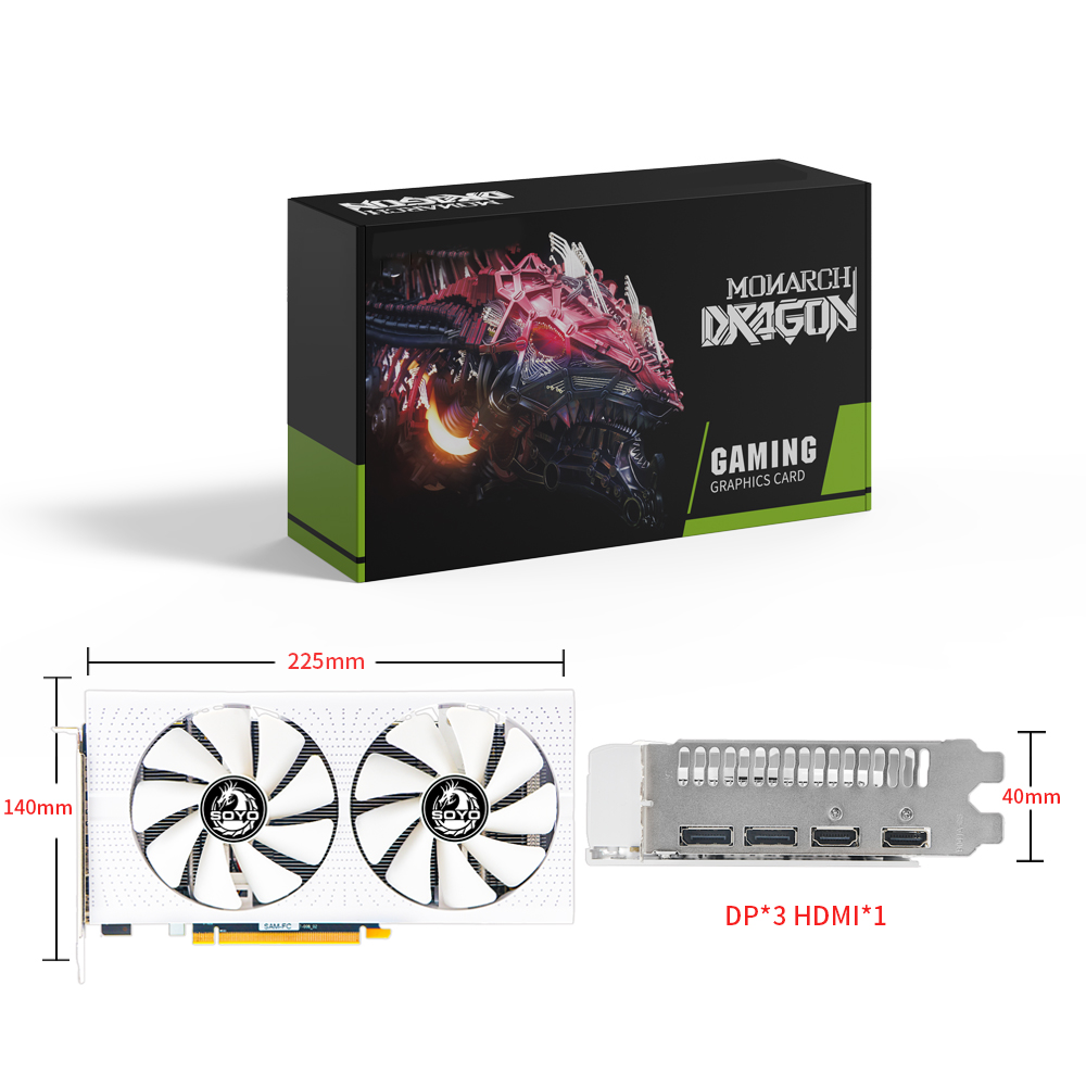 Rx 580 8Gb 2048Sp Gpu - بطاقة رسومات SOYO AMD Radeon RX580